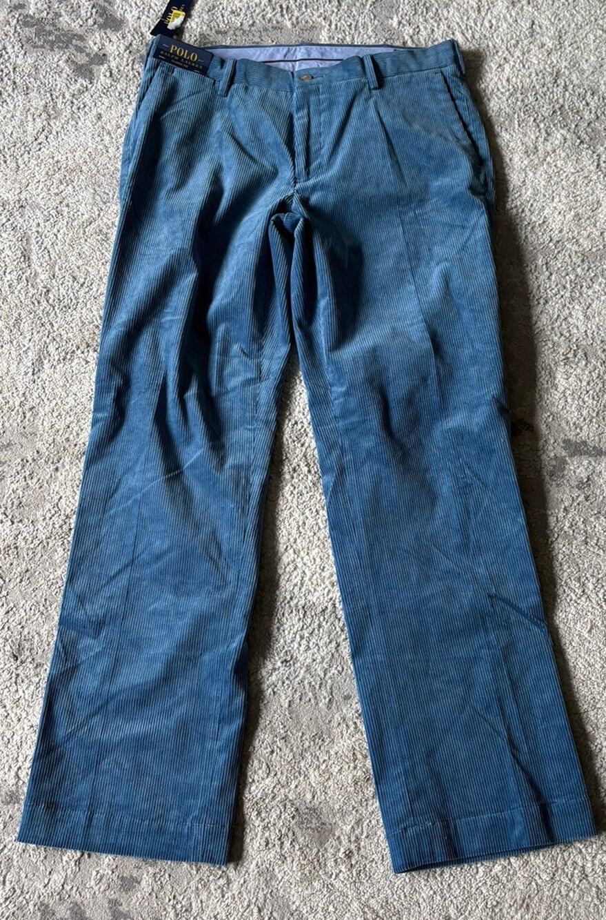 Polo Ralph Lauren Pants Mens 34x33 Blue Corduroy Stretch Classic Fit NWT